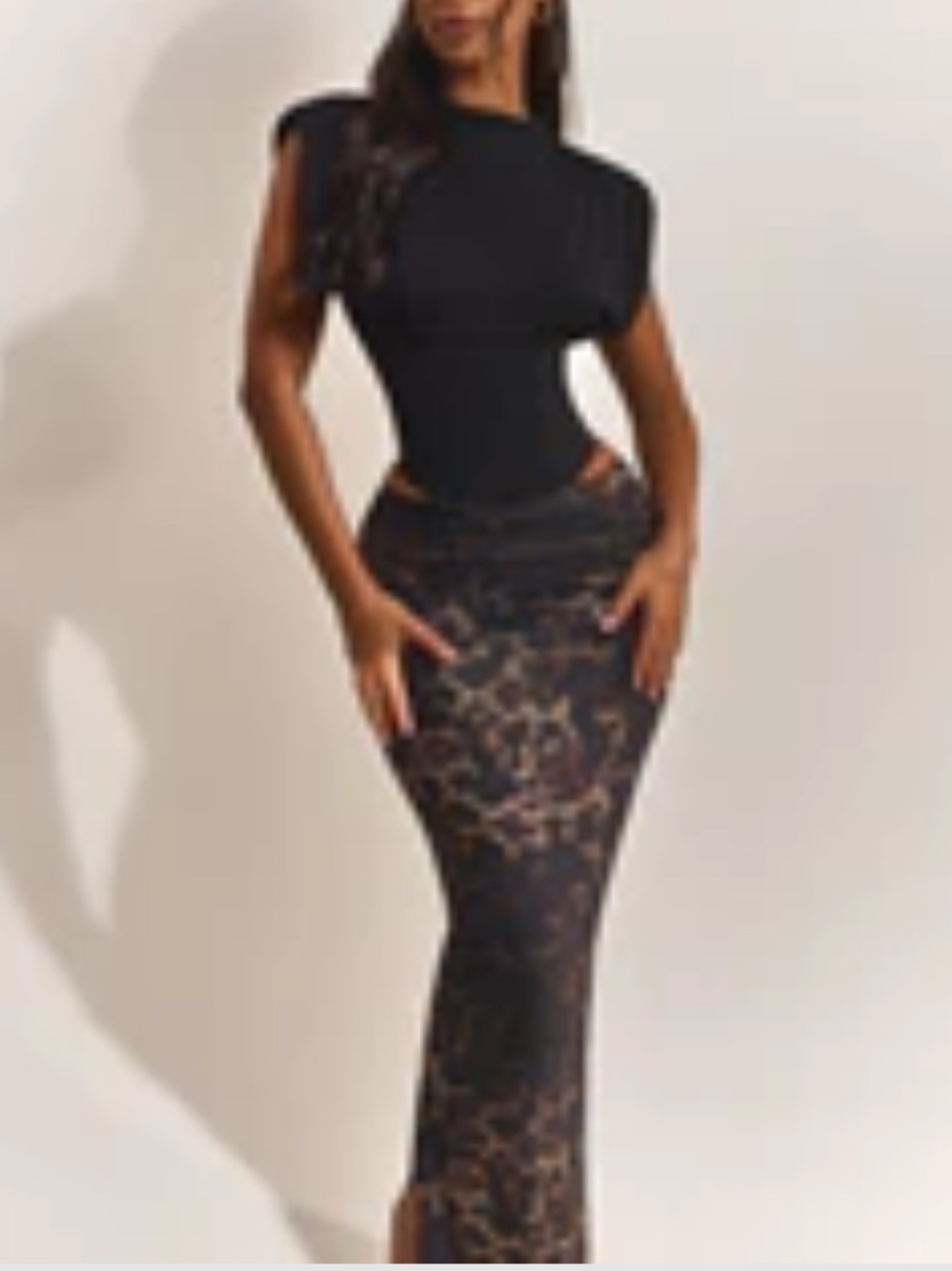 Mars The Label Leopard-Print Maxi Skirt in Brown and Black + Top/Bustier